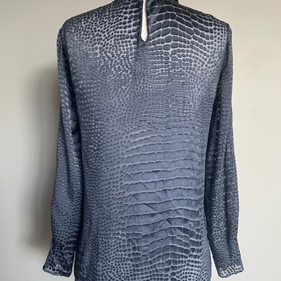 REISS Della Burnout Snake Blue Pattern Workwear Cocktail Silk Blend Blouse Top - Picture 11 of 16